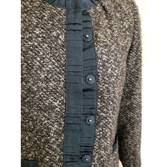 RAFAELLA WOMENS SIZE 8 SWEATER/BLAZER  BROWN/BLACK 2-PCKT LINED ACRYLIC POLYSTR - Picture 2 of 6